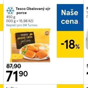 Tesco Obalovaný sýr porce