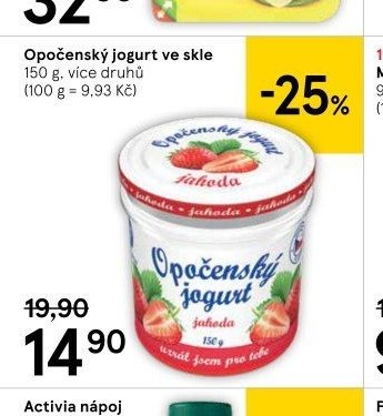 Opočenský jogurt ve skle
