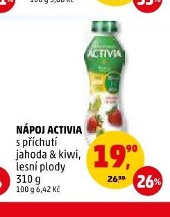 Nápoj Activia s příchutí jahoda & kiwi, lesní plody 310 g