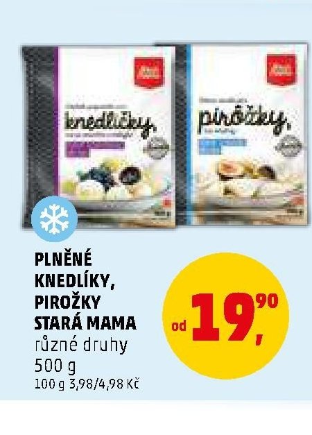 Plněné knedlíky, pirožky Stará mama různé druhy 500 g