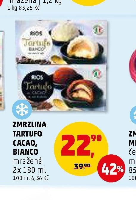 Zmrzlina Tartufo Cacao, Bianco mražená 2x 180 ml