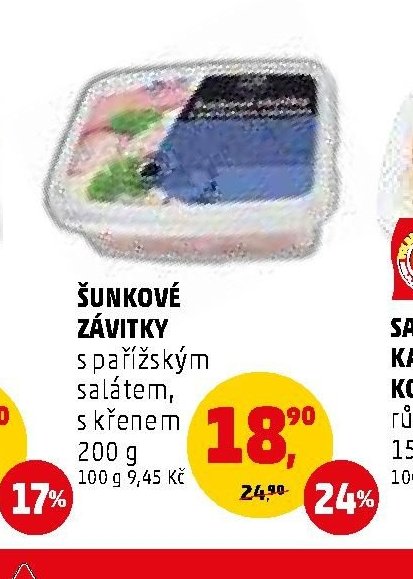 Šunkové závitky s pařížským salátem, s křenem 200 g