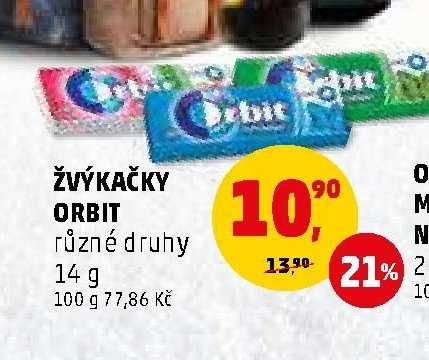 ŽVÝKAČKY ORBIT různé druhy 14 g