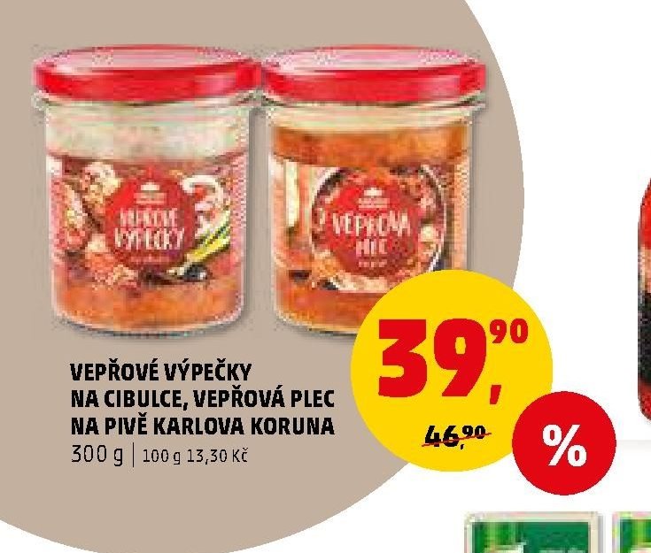 VEPŘOVÉ VÝPEČKY NA CIBULCE, VEPŘOVÁ PLEC NA PIVĚ KARLOVA KORUNA