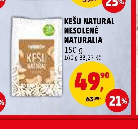 Kešu natural nesolené Naturalia