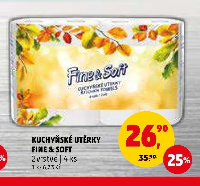KUCHYŇSKÉ UTĚRKY FINE & SOFT 2vrstvé 4 ks