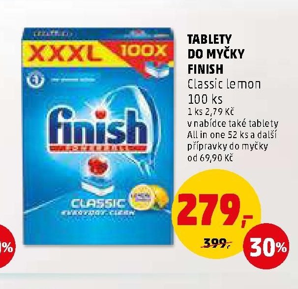 TABLETY DO MYČKY FINISH Classic lemon 100 ks