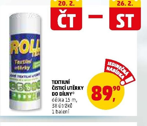 TEXTILNÍ ČISTICÍ UTĚRKY DO DÍLNY