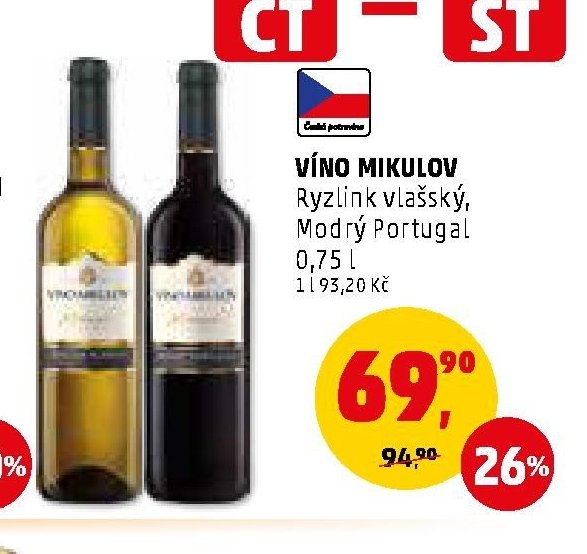 VÍNO MIKULOV Ryzlink vlašský, Modrý Portugal 0,75 l