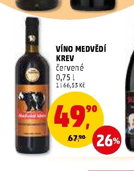 VÍNO MEDVĚDÍ KREV červené 0,75 l