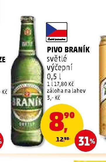 PIVO BRANÍK světlé výčepní 0,5 l