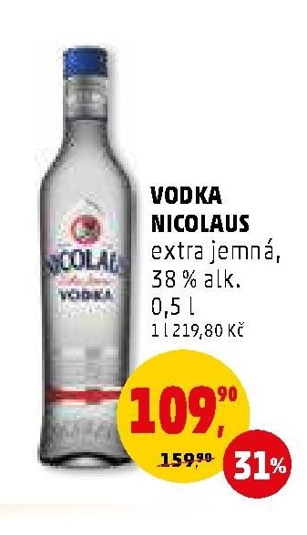 VODKA NICOLAUS extra jemná, 38 % alk. 0,5 l