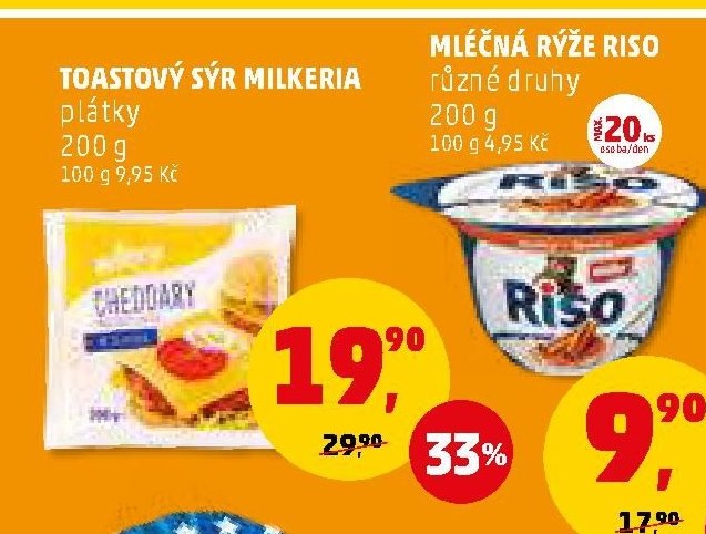 Toastový sýr Milkeria plátky