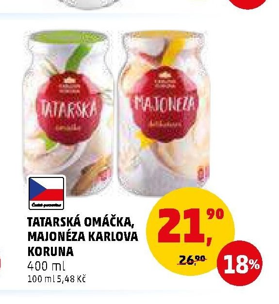 Tatarská omáčka, majonéza Karlova Koruna