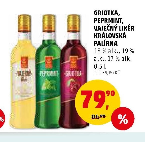 GRIOTKA, PEPRMINT, VAJEČNÝ LIKÉR KRÁLOVSKÁ PALÍRNA