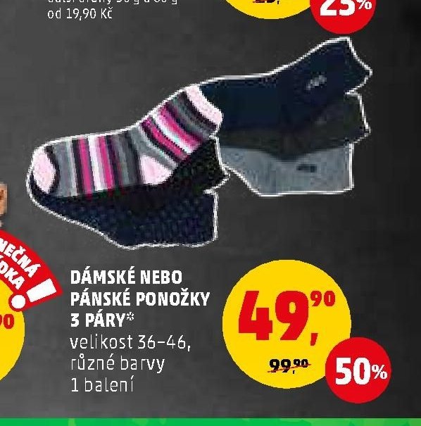 DÁMSKÉ NEBO PÁNSKÉ PONOŽKY 3 PÁRY