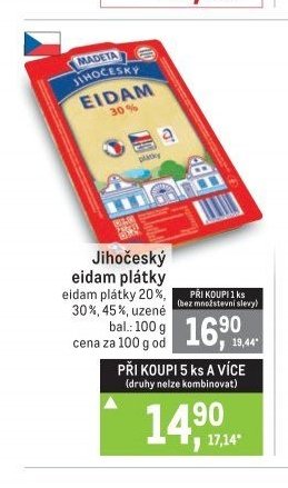 Jihočeský eidam plátky