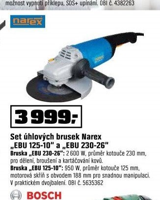 Set úhlových brusek Narex „EBU 125-10“ a „EBU 230-26“
