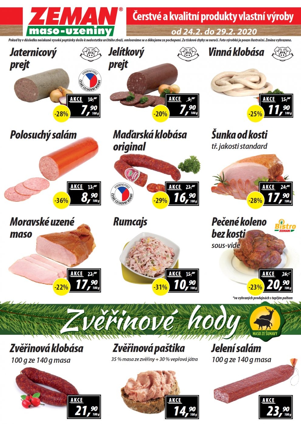 Objevte akční slevy v Zeman masouzeniny od 24.2.