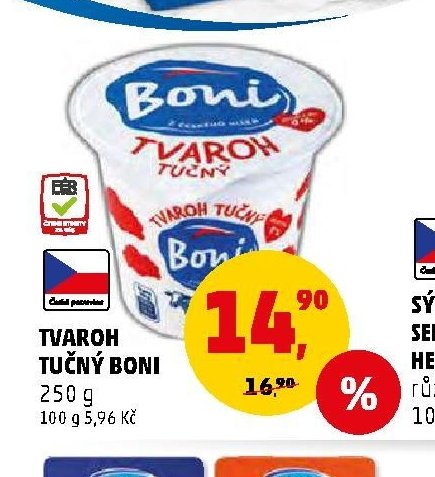 Tvaroh tučný Boni 250 g