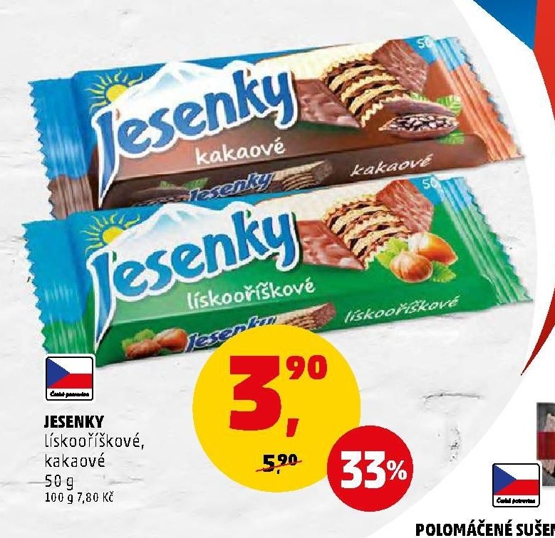 JESENKY lísko oříškové, kakaové 50 g