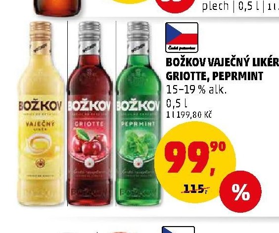 Božkov vaječný likér, Griotte, Pepermint