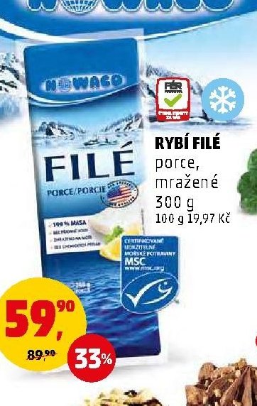 RYBÍ FILÉ porce, mražené