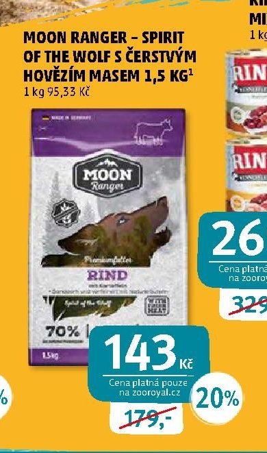 MOON RANGER - SPIRIT OF THE WOLF S ČERSTVÝM HOVĚZÍM MASEM 1,5 KG