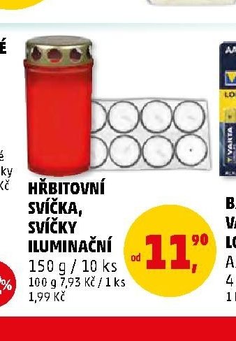 HŘBITOVNÍ SVÍČKA, SVÍČKY ILUMINAČNÍ