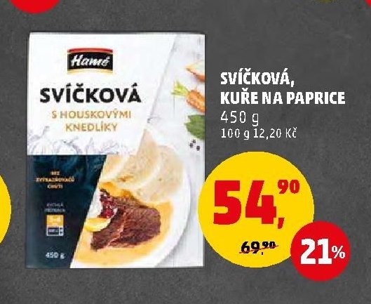 Svíčková, kuře na paprice