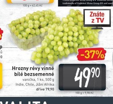 Hrozny révy vinné bílé bezsemenné