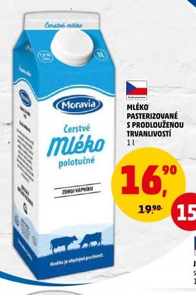 Moravia Čerstvé mléko polotučné 1 l