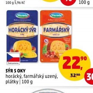 Sýr s oky horácký, farmářský uzený, plátky 100 g