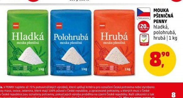 MOUKA PŠENIČNÁ PENNY hladká, polohrubá, hrubá | 1 kg