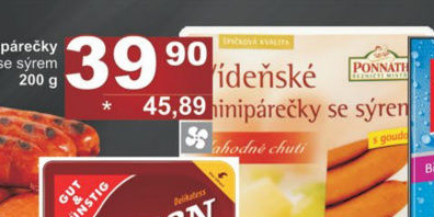 Minipárečky vídeňské se sýrem Ponnath