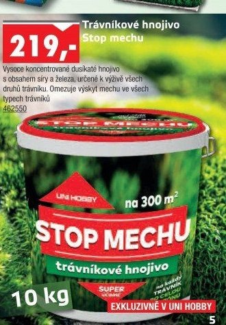 Trávníkové hnojivo Stop mechu - UNI HOBBY akcniletaky.com