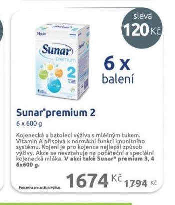 Sunar premium 2 6 x 600 g