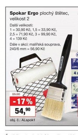 Spokar Ergo plochý štětec, velikost 2