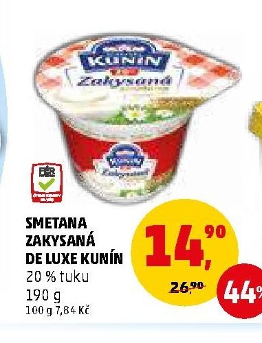 Smetana zakysaná de luxe Kunín 190 g