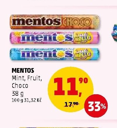 MENTOS Mint, Fruit, Choco 38 g