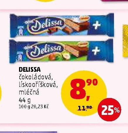 DELISSA čokoládová, lísko oříšková, mléčná 44 g