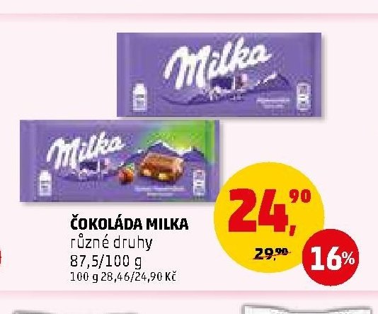 ČOKOLÁDA MILKA různé druhy 87,5/100 g