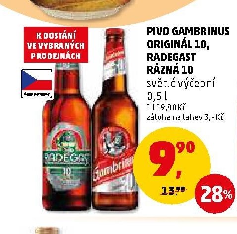 PIVO GAMBRINUS ORIGINÁL 10, RADEGAST RÁZNÁ 10