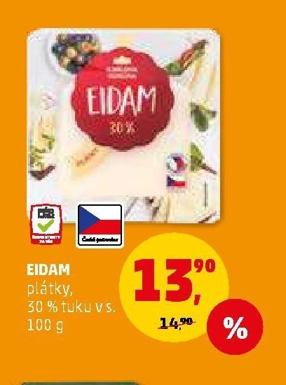 Eidam plátky 30 % tuku v s.