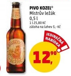 Pivo Mistrův světlý ležák Velkopopovický Kozel
