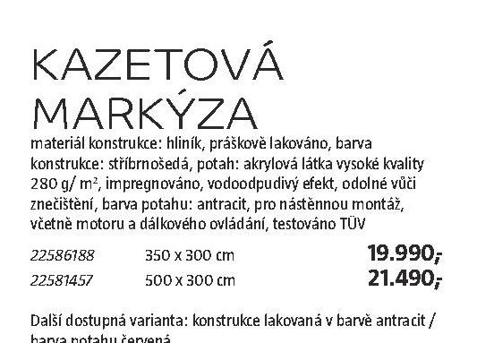 Kazetová markýza 350 x 300 cm - BAUHAUS akcniletaky.com