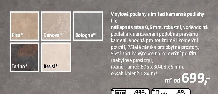 Vinylové podlahy s imitací kamenné podlahy tile - BAUHAUS akcniletaky.com