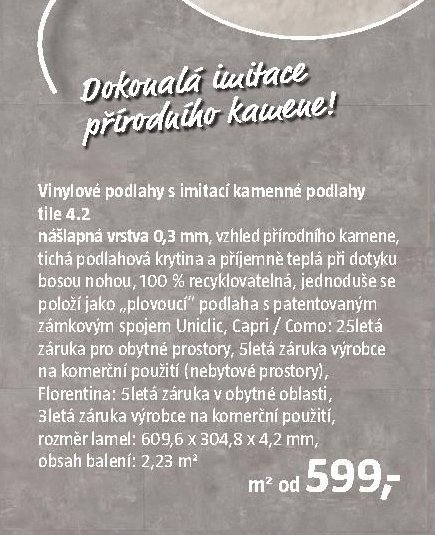 Vinylové podlahy s imitací kamenné podlahy tile 4.2 - BAUHAUS akcniletaky.com