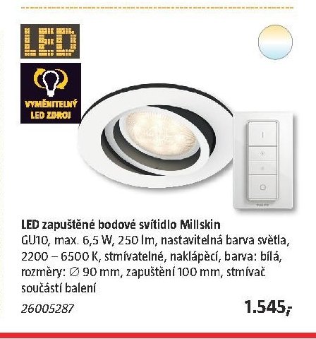 LED zapuštěné bodové svítidlo Millskin - BAUHAUS akcniletaky.com