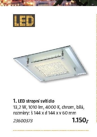 1. LED stropní svítidlo 13,2 W, 1010 lm, 4000 K, chrom, bílá, rozměry: š 144 x d 144 x v 60 mm - BAUHAUS akcniletaky.com